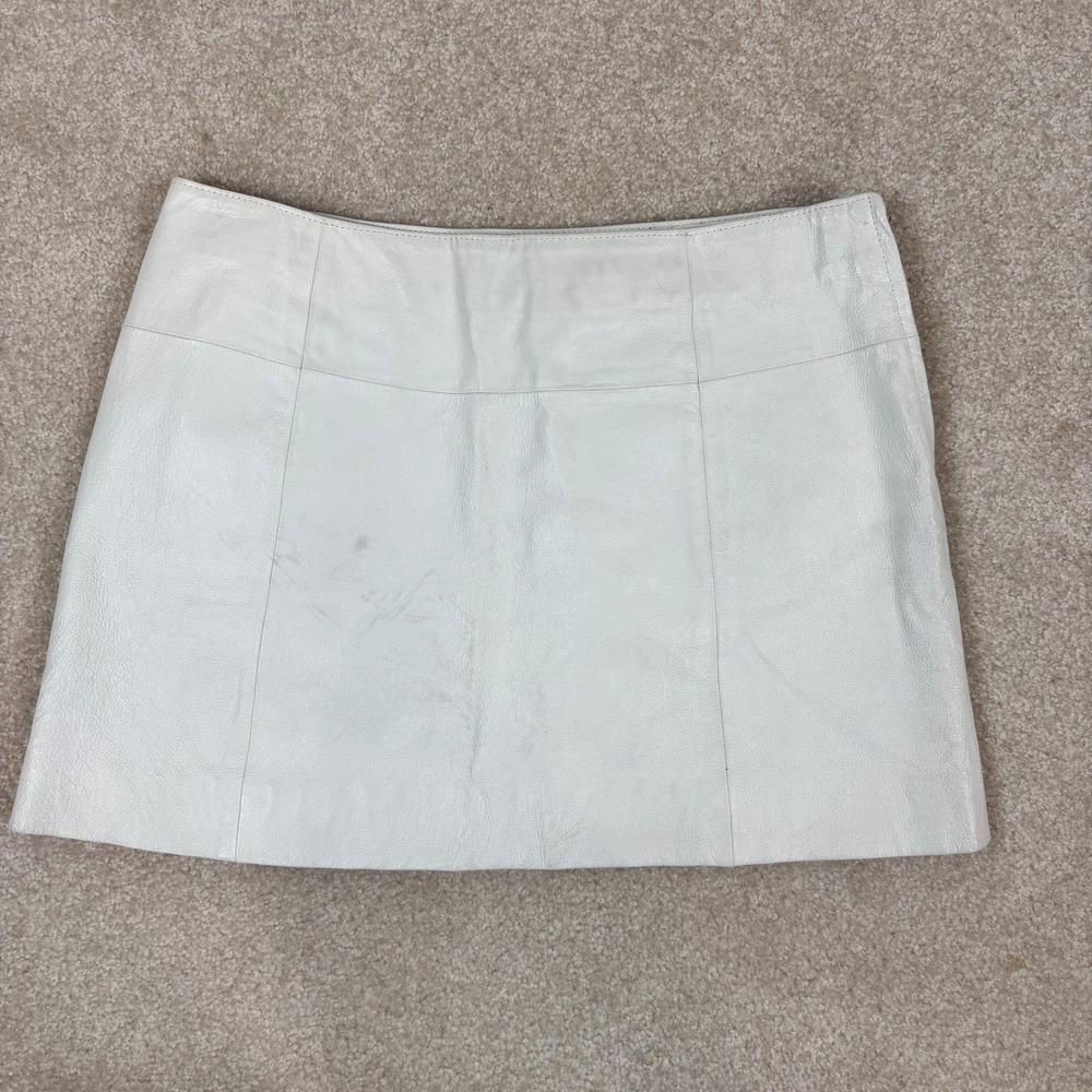 Wilsons‎ Leather Maxima White Genuine Leather Mini Skirt Womens Size 8 Side Zip